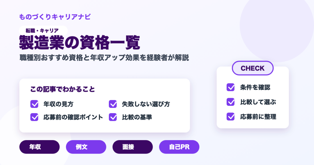 製造業の資格一覧の要点を図解したアイキャッチ画像