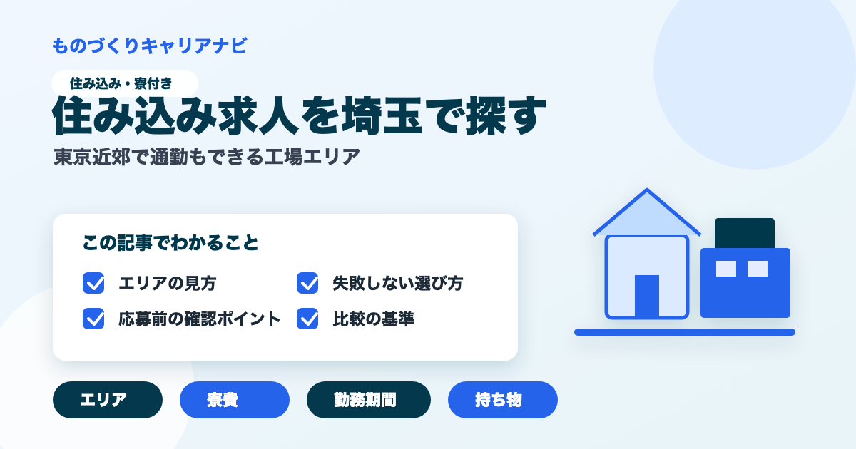 住み込み求人を埼玉で探すの要点を図解したアイキャッチ画像