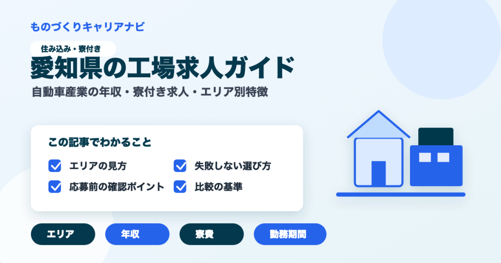 愛知県の工場求人ガイドの要点を図解したアイキャッチ画像