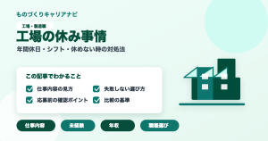 工場の休み事情の要点を図解したアイキャッチ画像