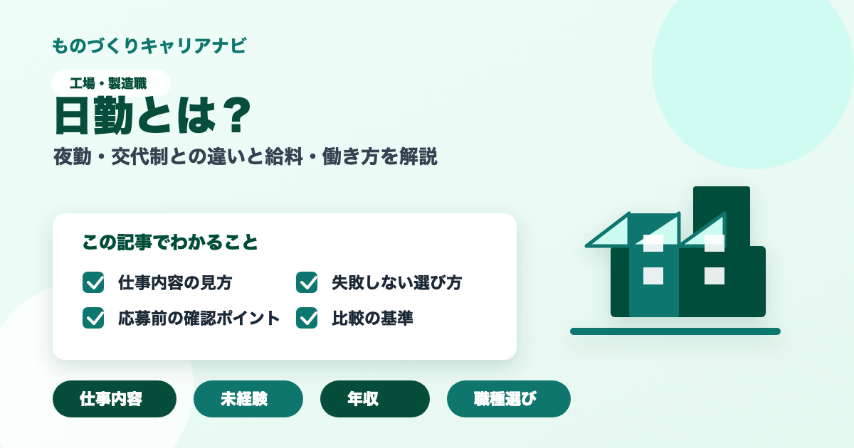日勤とは?の要点を図解したアイキャッチ画像