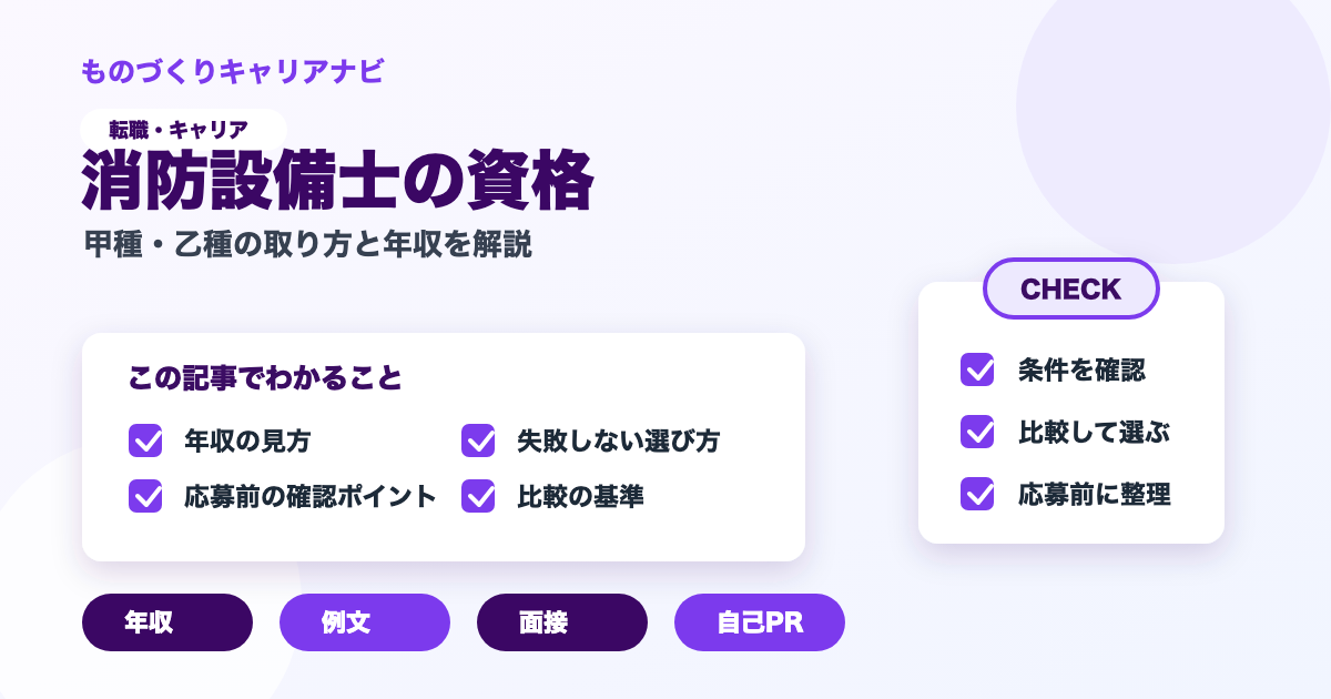 消防設備士の資格の要点を図解したアイキャッチ画像