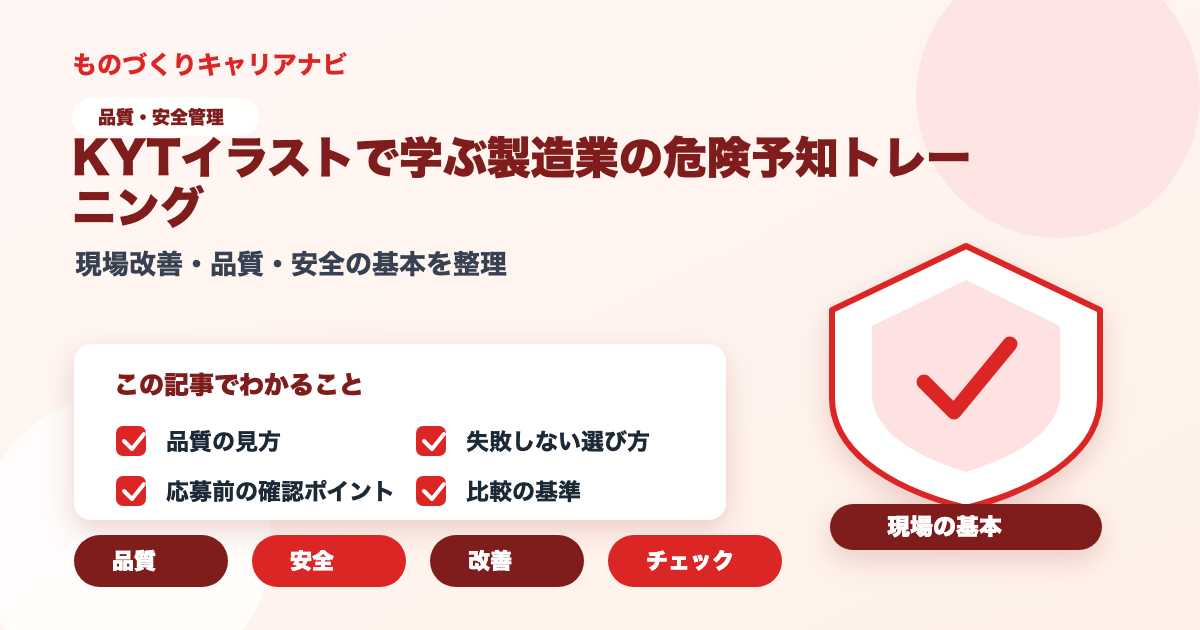 KYTイラストで学ぶ製造業の危険予知トレーニングの要点を図解したアイキャッチ画像