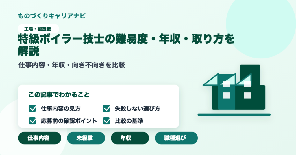 特級ボイラー技士の難易度・年収・取り方を解説の要点を図解したアイキャッチ画像