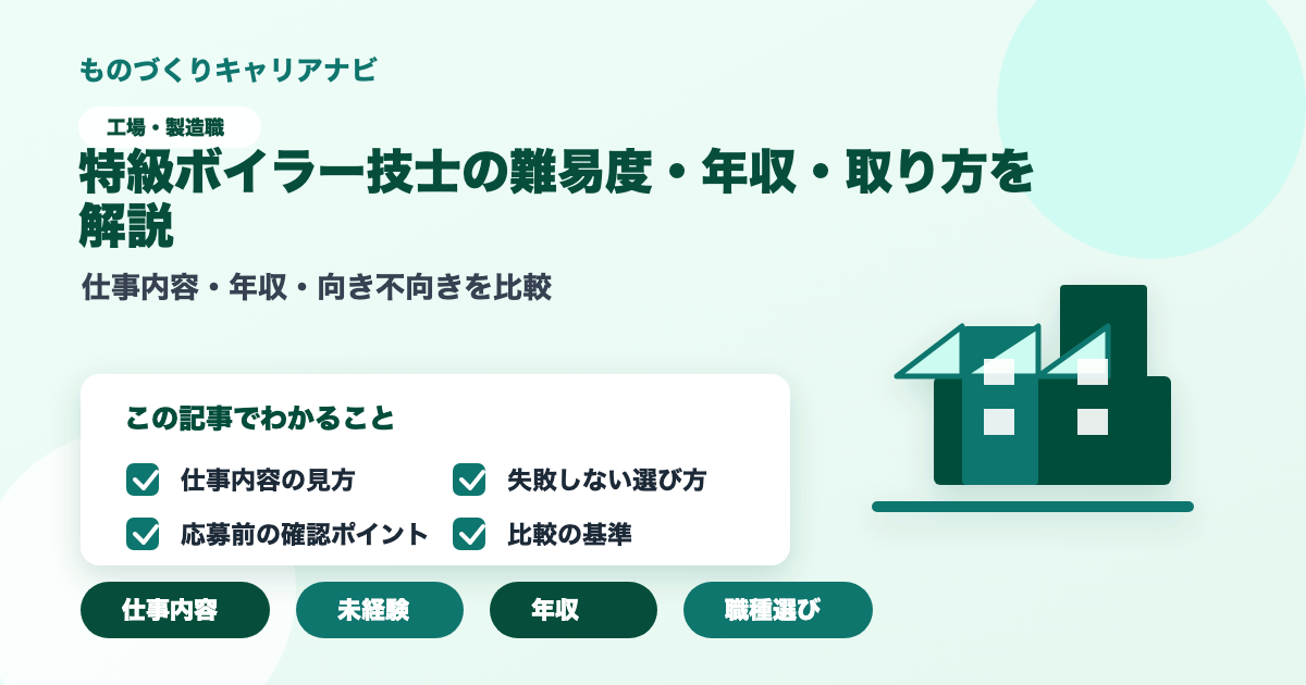 特級ボイラー技士の難易度・年収・取り方を解説の要点を図解したアイキャッチ画像