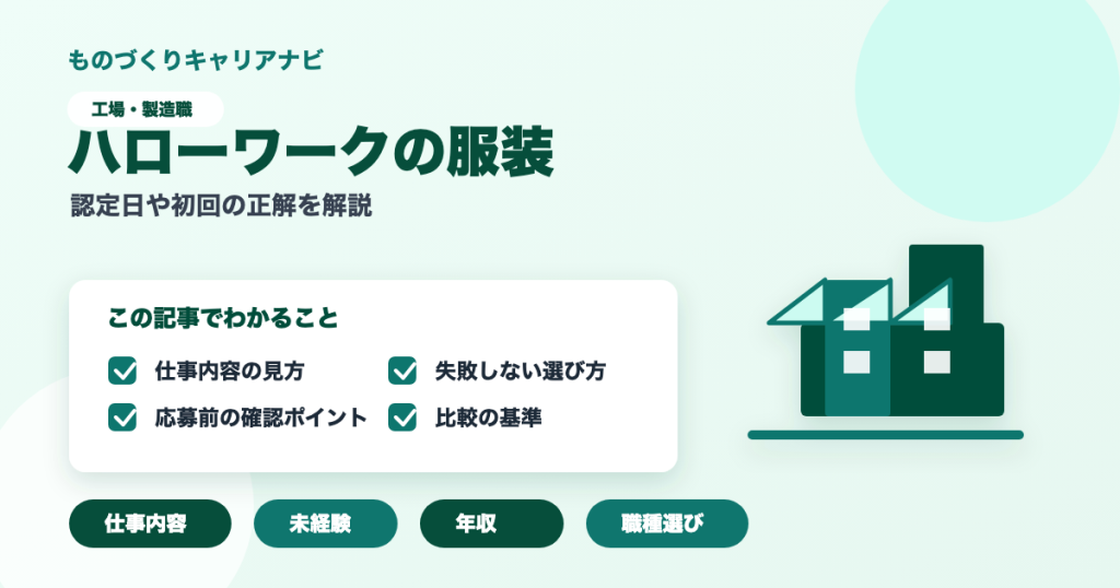 ハローワークの服装の要点を図解したアイキャッチ画像