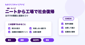 ニートから工場で社会復帰の要点を図解したアイキャッチ画像