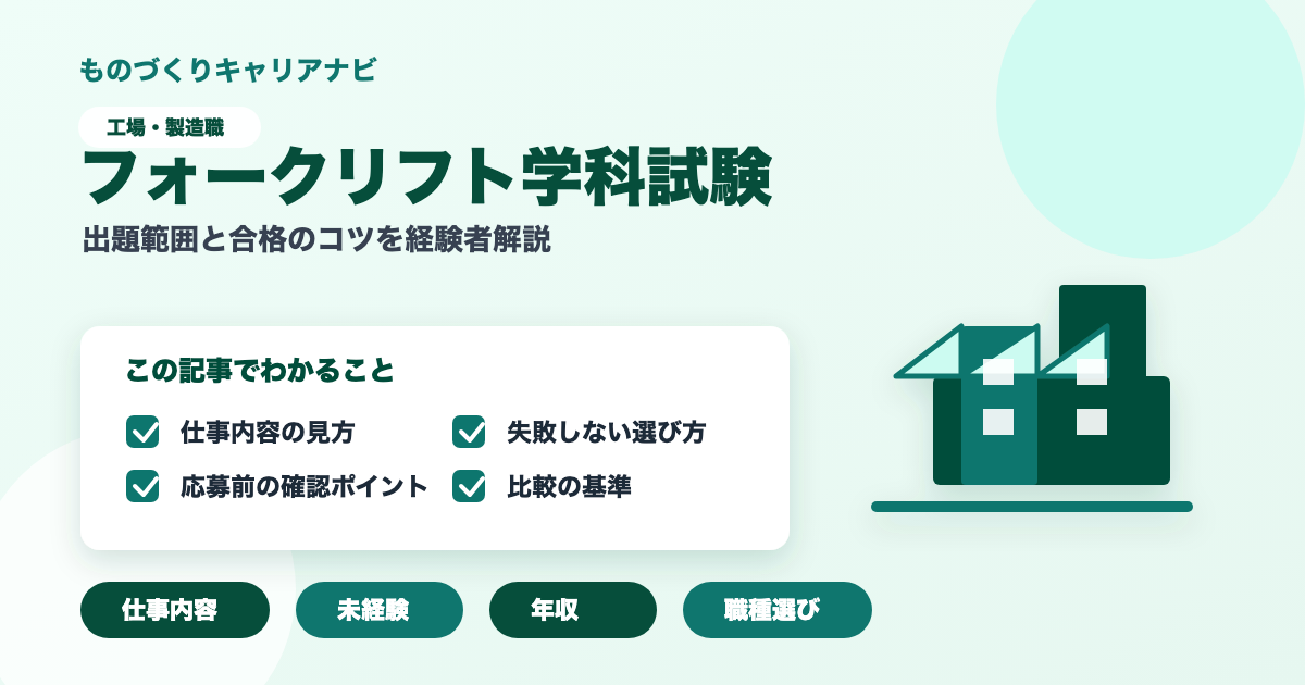 フォークリフト学科試験の要点を図解したアイキャッチ画像