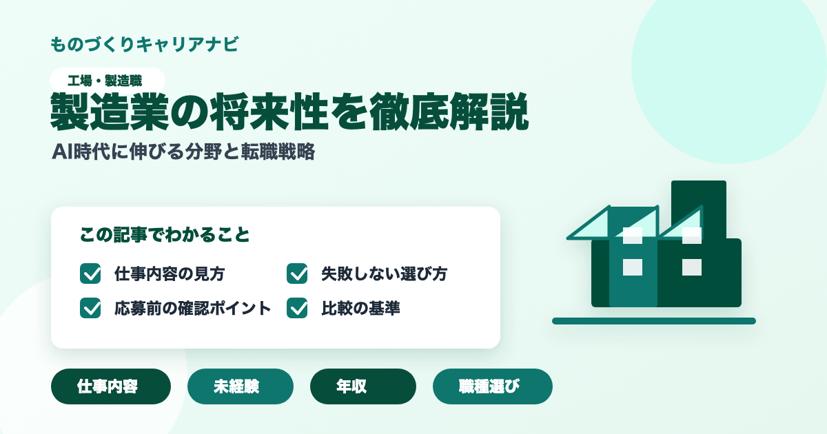 製造業の将来性を徹底解説の要点を図解したアイキャッチ画像