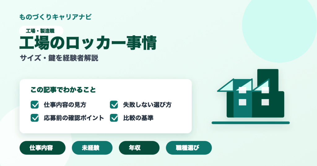 工場のロッカー事情の要点を図解したアイキャッチ画像