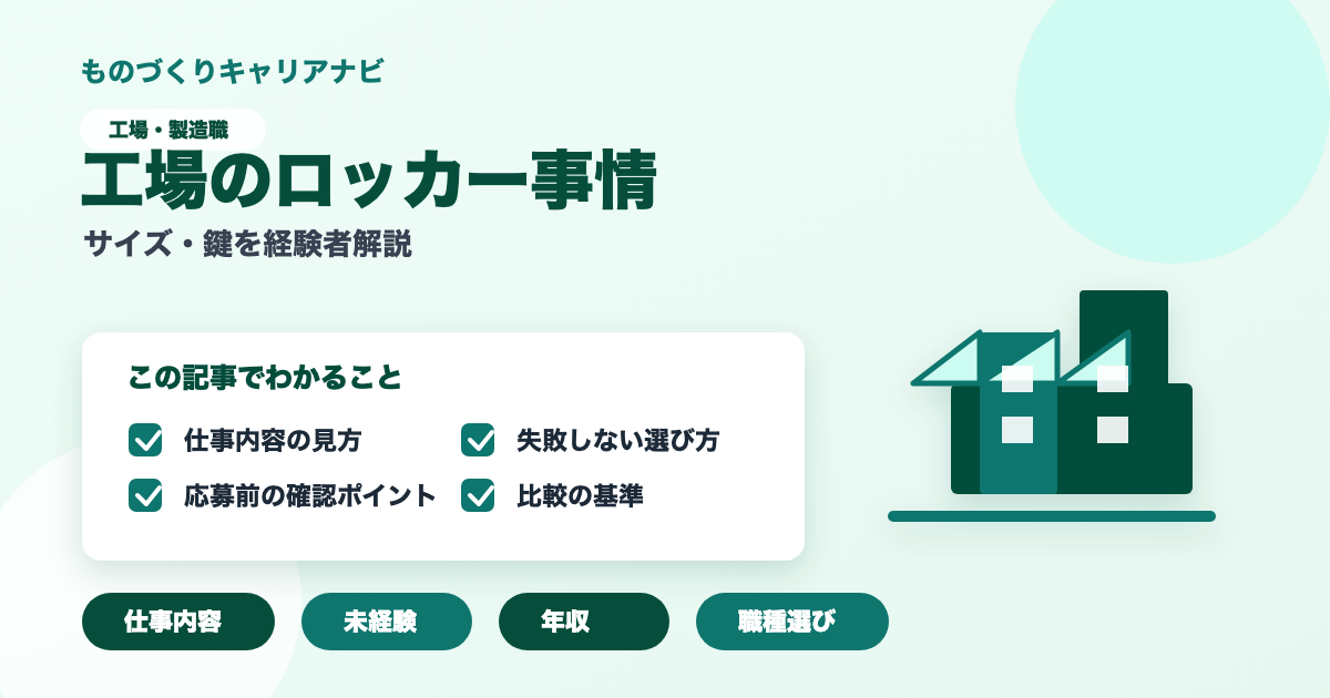 工場のロッカー事情の要点を図解したアイキャッチ画像