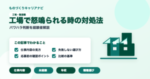 工場で怒鳴られる時の対処法の要点を図解したアイキャッチ画像
