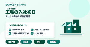 工場の入社初日の要点を図解したアイキャッチ画像
