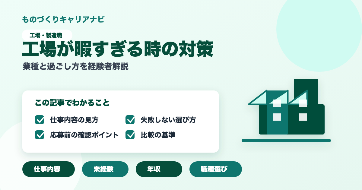 工場が暇すぎる時の対策の要点を図解したアイキャッチ画像