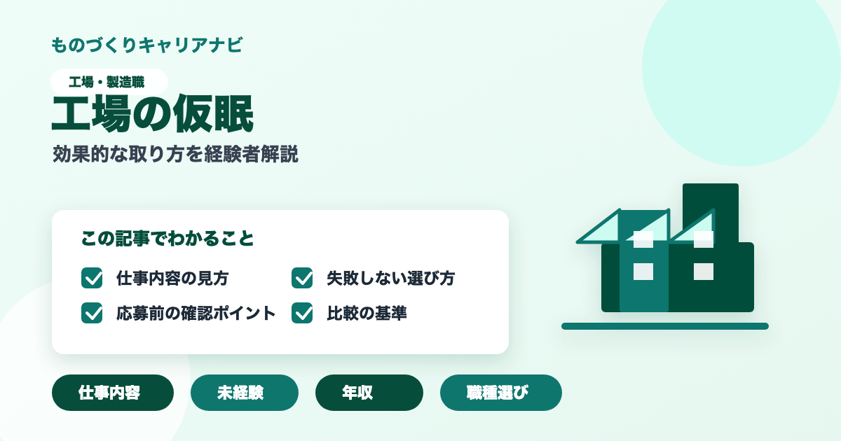 工場の仮眠の要点を図解したアイキャッチ画像