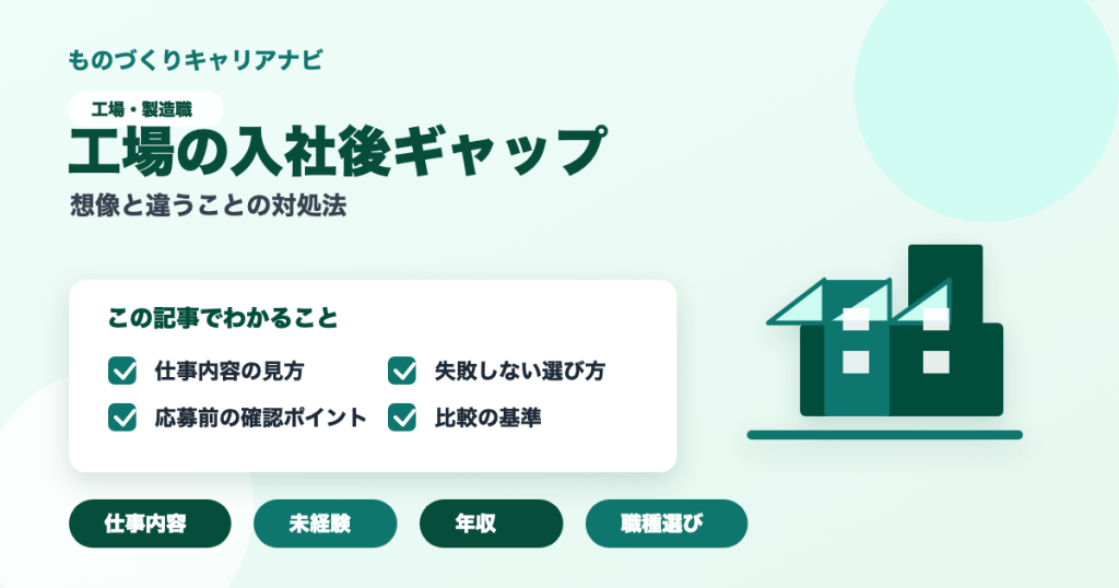 工場の入社後ギャップの要点を図解したアイキャッチ画像