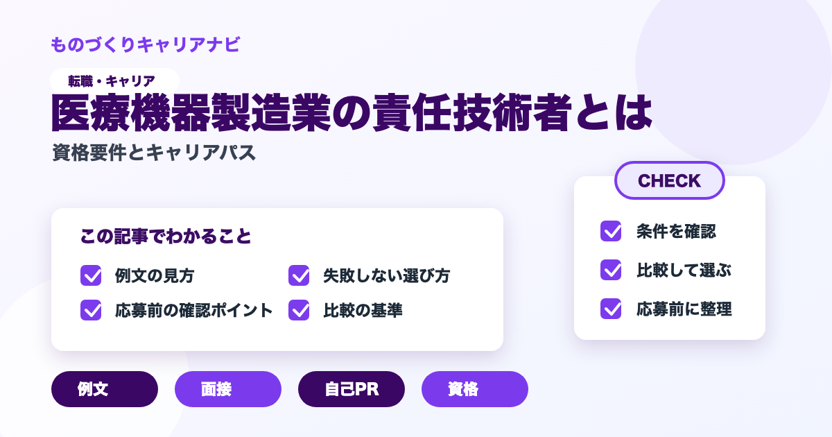 医療機器製造業の責任技術者とはの要点を図解したアイキャッチ画像