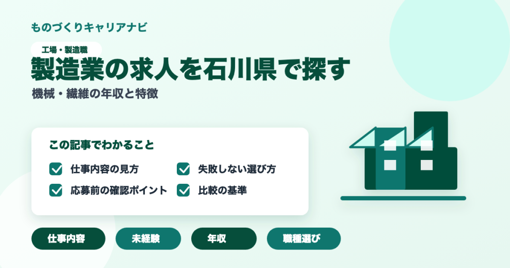 製造業の求人を石川県で探すの要点を図解したアイキャッチ画像