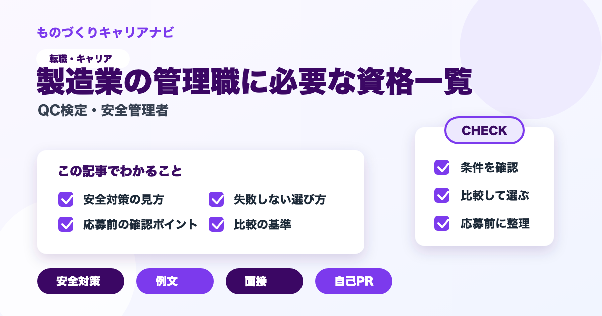 製造業の管理職に必要な資格一覧の要点を図解したアイキャッチ画像