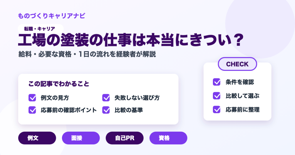 工場の塗装の仕事は本当にきつい？の要点を図解したアイキャッチ画像