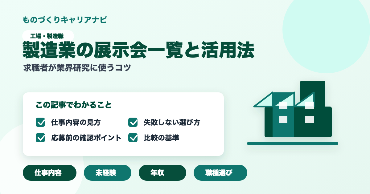 製造業の展示会一覧と活用法の要点を図解したアイキャッチ画像