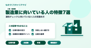 製造業に向いている人の特徴7選の要点を図解したアイキャッチ画像