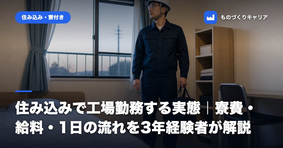 住み込みで工場勤務する実態｜寮費・給料・1日の流れを3年経験者が解説