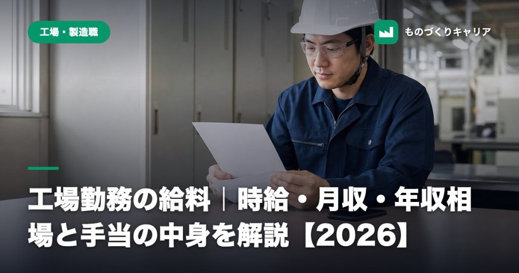 工場勤務の給料｜時給・月収・年収相場と手当の中身を解説【2026】