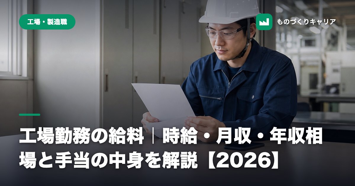 工場勤務の給料｜時給・月収・年収相場と手当の中身を解説【2026】