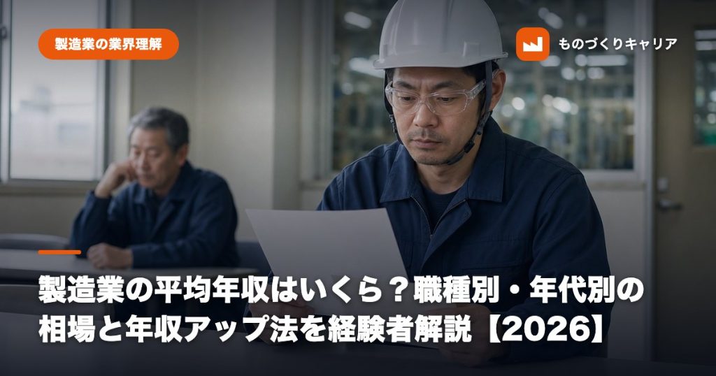 製造業の平均年収はいくら？職種別・年代別の相場と年収アップ法を経験者解説【2026】