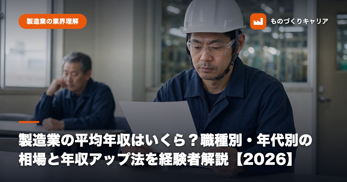 製造業の平均年収はいくら？職種別・年代別の相場と年収アップ法を経験者解説【2026】