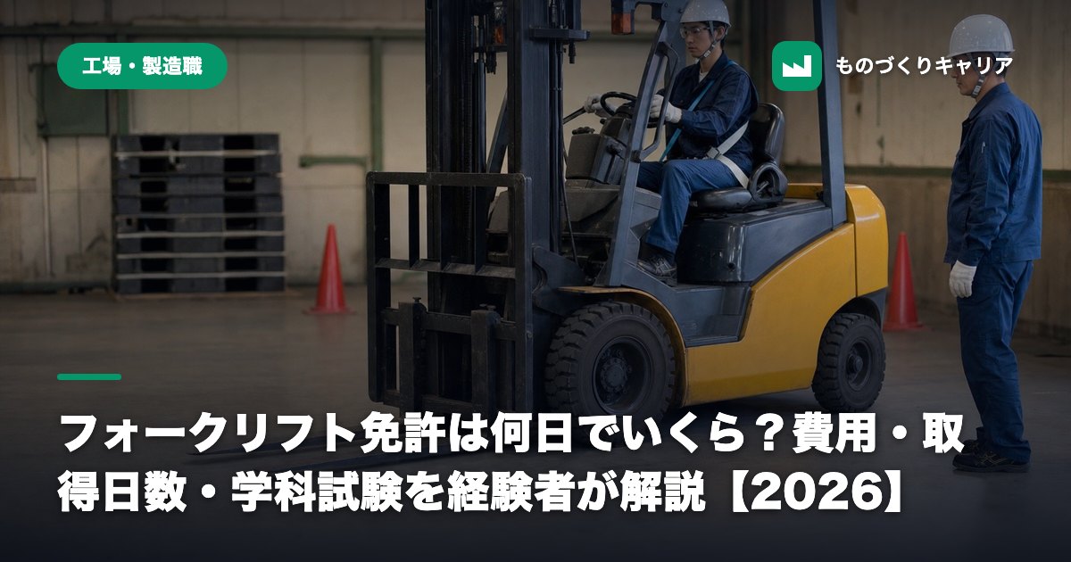 フォークリフト免許は何日でいくら？費用・取得日数・学科試験を経験者が解説【2026】