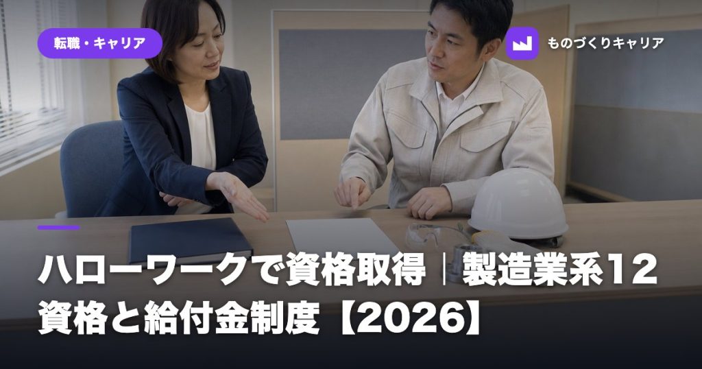 ハローワークで資格取得｜製造業系12資格と給付金制度【2026】