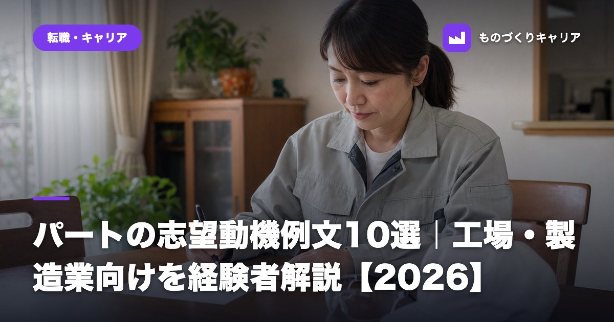 パートの志望動機例文10選｜工場・製造業向けを経験者解説【2026】