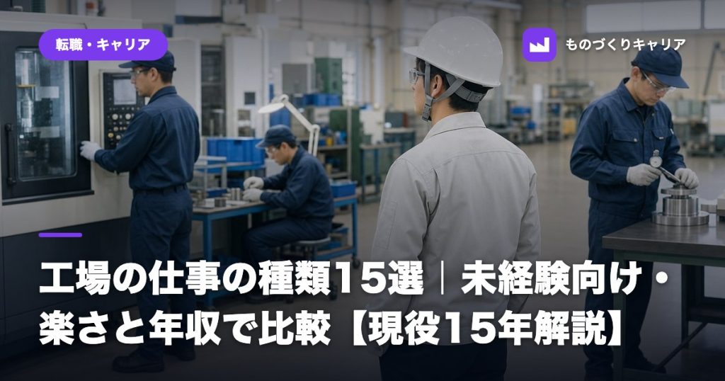 工場の仕事の種類15選｜未経験向け・楽さと年収で比較【現役15年解説】