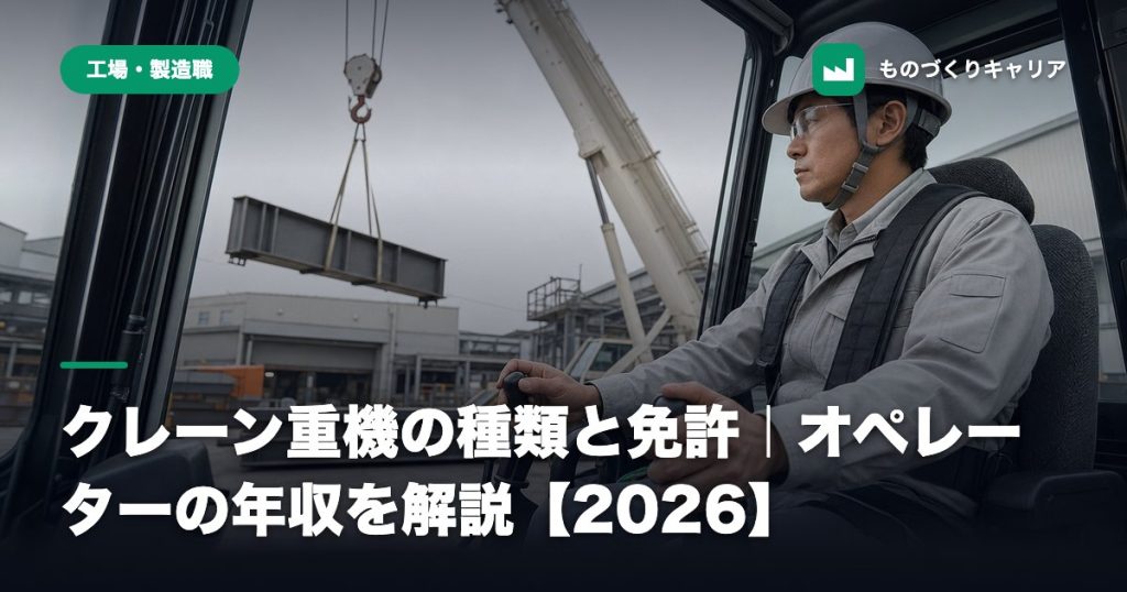 クレーン重機の種類と免許｜オペレーターの年収を解説【2026】