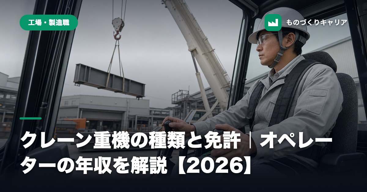 クレーン重機の種類と免許｜オペレーターの年収を解説【2026】
