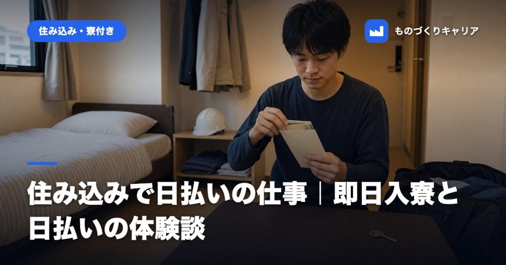 住み込みで日払いの仕事｜即日入寮と日払いの体験談
