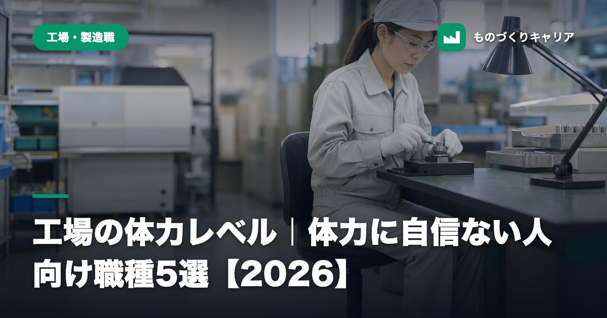 工場の体力レベル｜体力に自信ない人向け職種5選【2026】