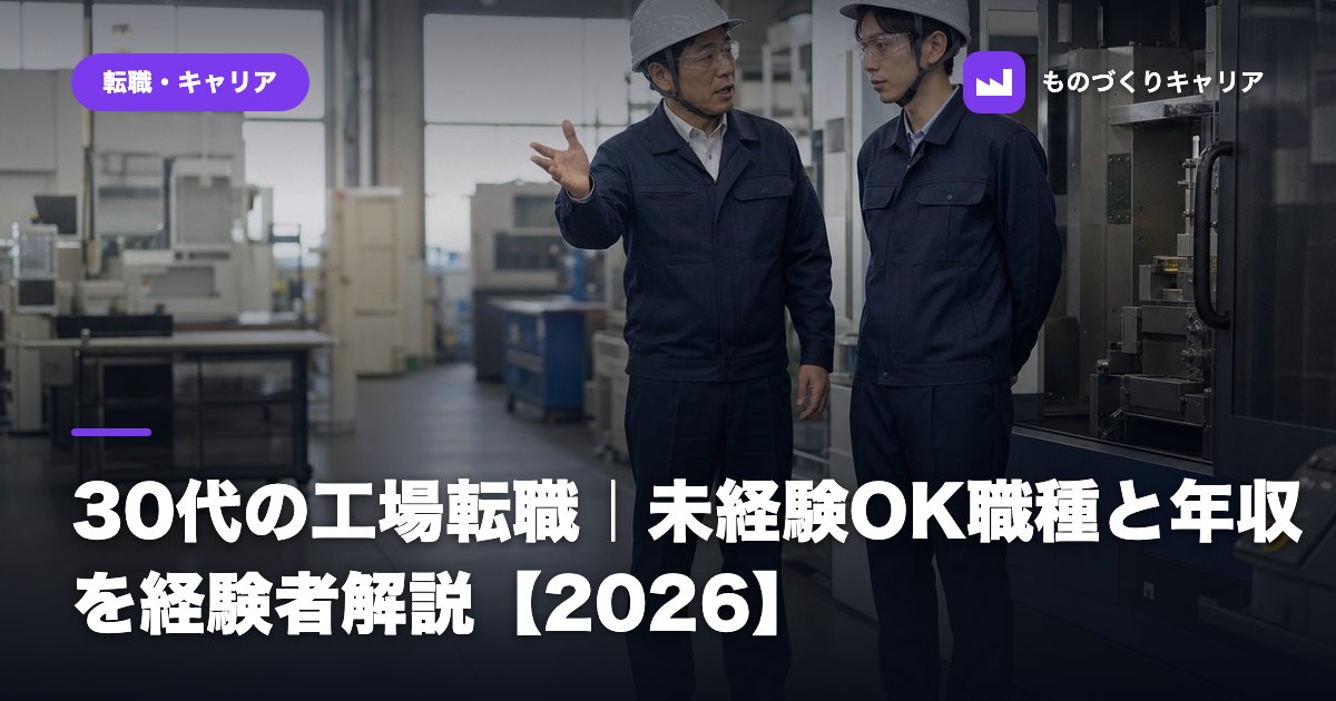 30代の工場転職｜未経験OK職種と年収を経験者解説【2026】