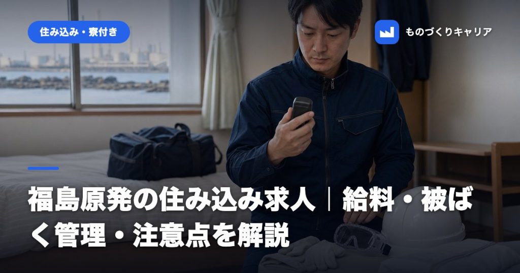 福島原発の住み込み求人｜給料・被ばく管理・注意点を解説