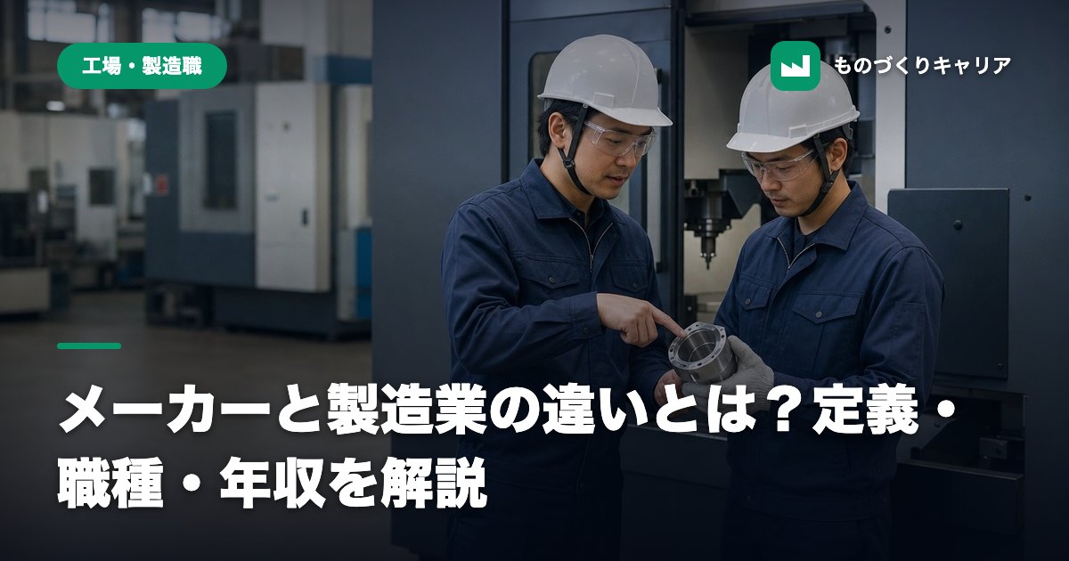 メーカーと製造業の違いとは？定義・職種・年収を解説