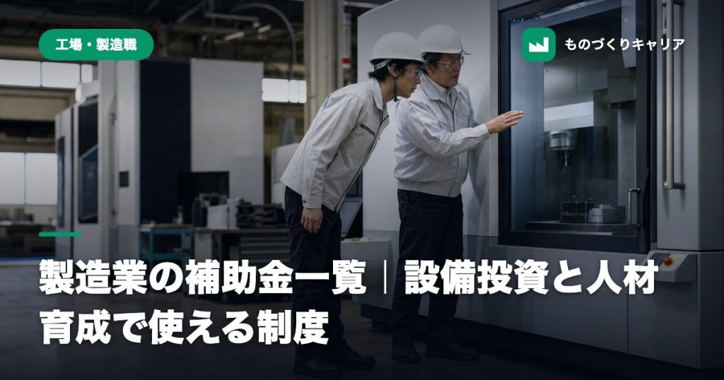製造業の補助金一覧｜設備投資と人材育成で使える制度