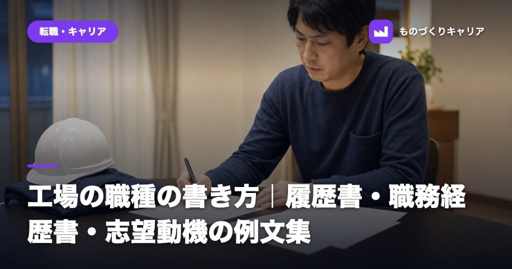 工場の職種の書き方｜履歴書・職務経歴書・志望動機の例文集