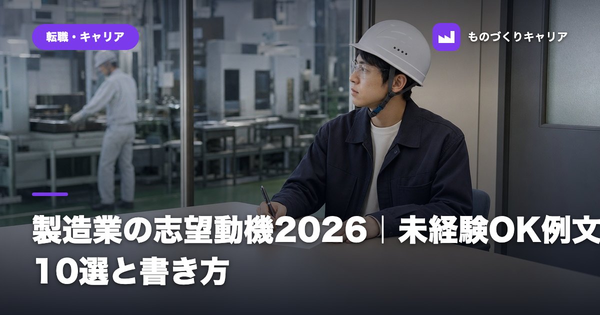 製造業の志望動機2026｜未経験OK例文10選と書き方