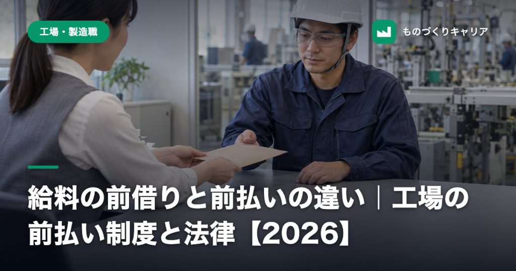 給料の前借りと前払いの違い｜工場の前払い制度と法律【2026】