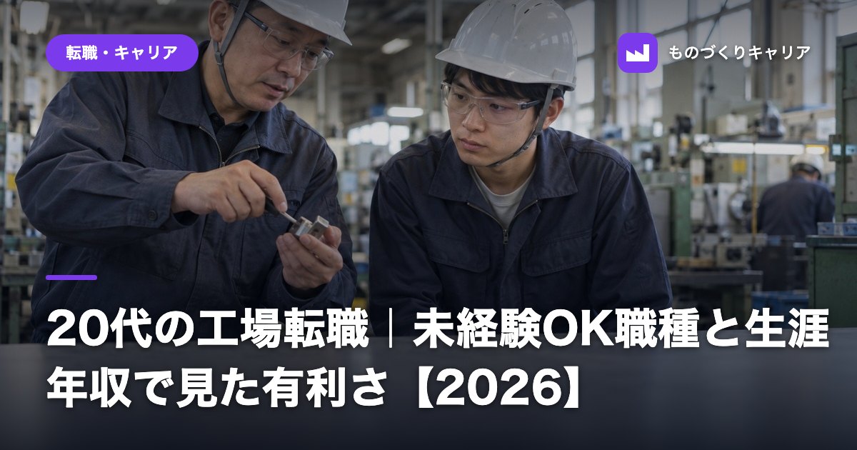 20代の工場転職|未経験OK職種と生涯年収で見た有利さ【2026】